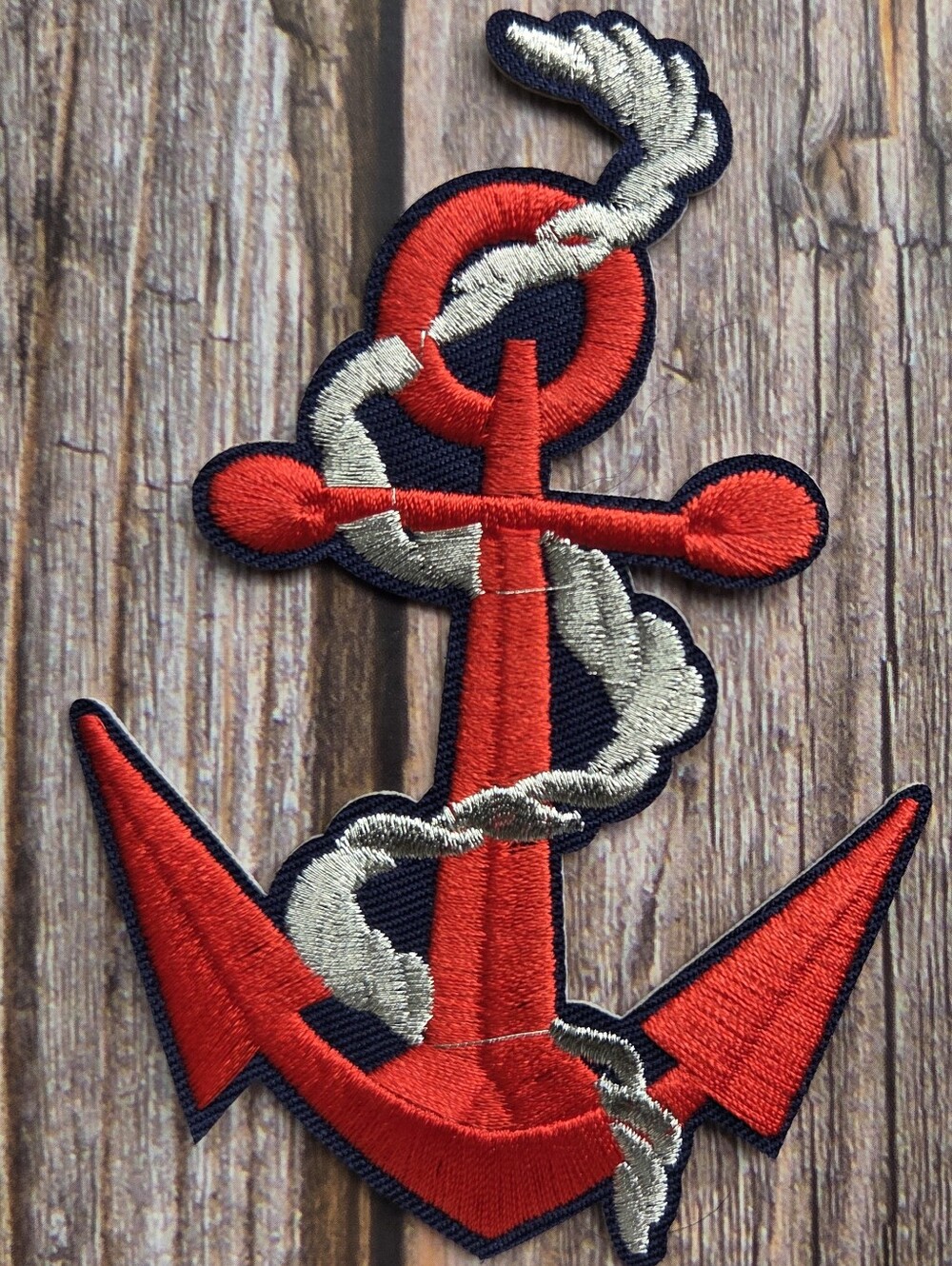Big Red Anchor Nautical Ocean Sailor Retro Tattoo Stye Iron on Patch